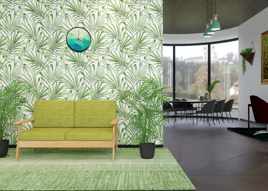 Green tropical dining room  Design Rendering