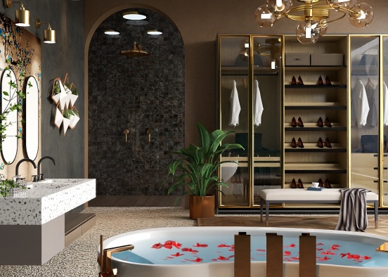 Luxe Hotel Bathroom Design Rendering