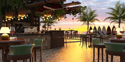 Cafe by the sea, before and during the party🥳🍸🍻