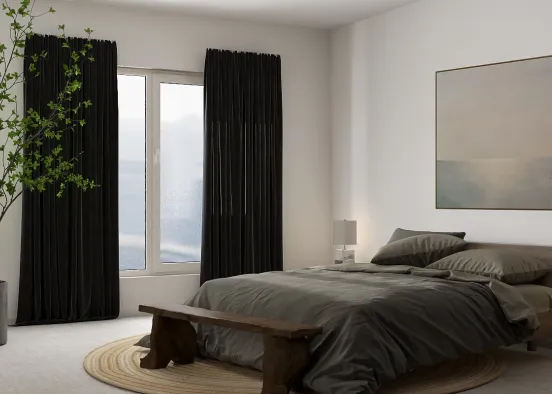 Dark Neutral Coast Bedroom Design Design Rendering