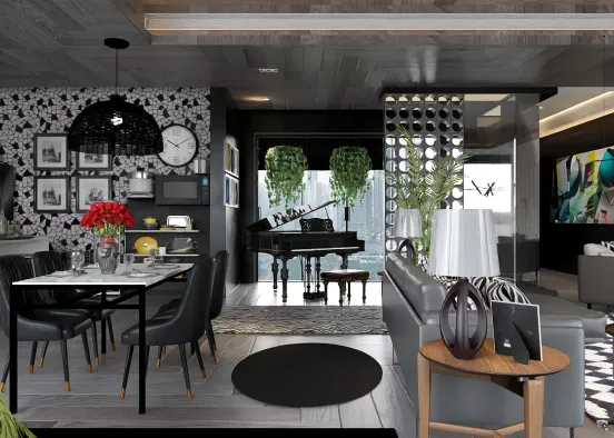 Uptown City Apartment living ❤️🩶🖤 Design Rendering
