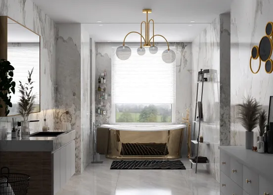 Gold and marble bathroom  Design Rendering