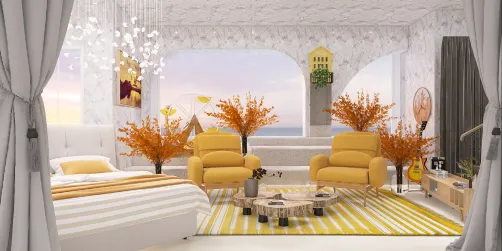 Fancy lemon yellow bedroom 💛💛