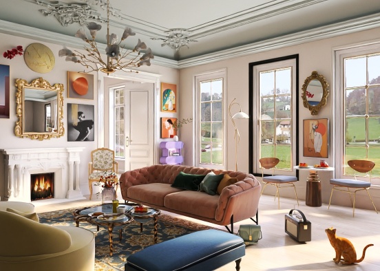 Paris living room Design Rendering