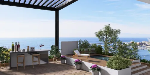 outdoor pool with a mini bar