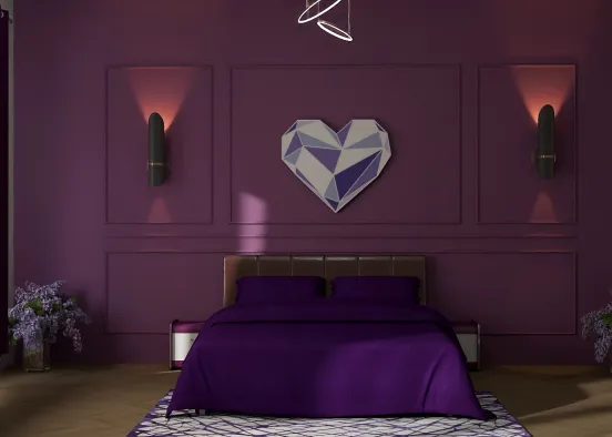 Purple theme bedroom  Design Rendering