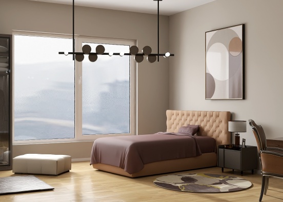 brown bedroom Design Rendering