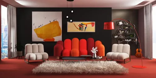 Cool red living room
