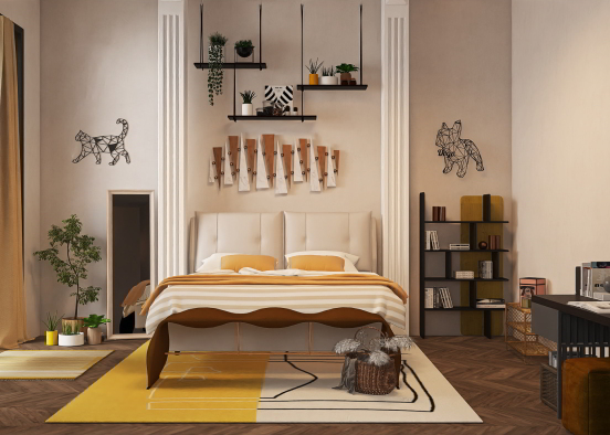 This is a yellow Modern teen room!  Design Rendering