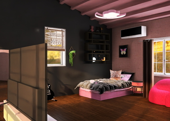 aestetic black♧pink room Design Rendering