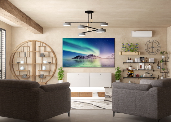 simple and modern living room Design Rendering