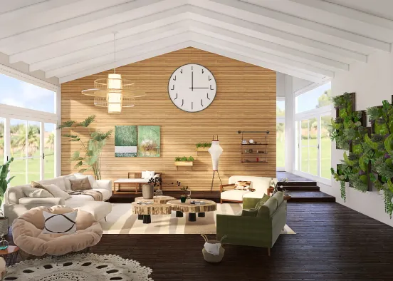 Modern Earth Living Room Design Rendering
