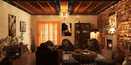 Warm & Cozy Rammed Earth Living Room 