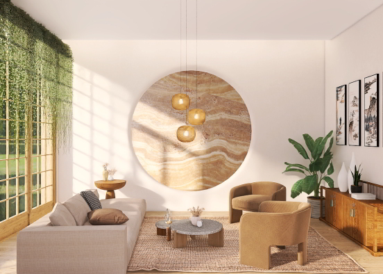 Zen Living room  Design Rendering