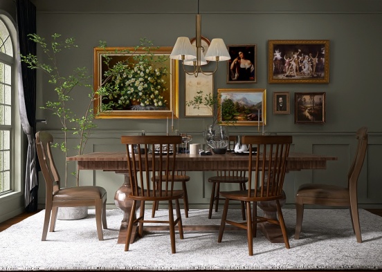 antique dining room Design Rendering