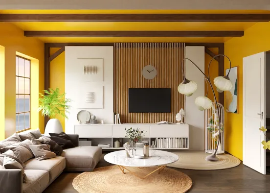 # Calm Yellow Room Renderização de Design