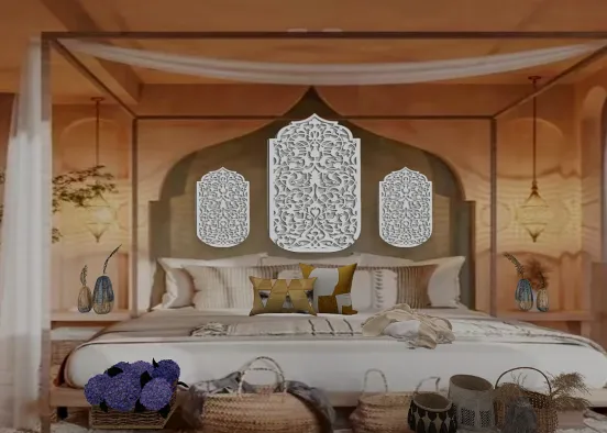Habitación con toques marroquíes  Design Rendering