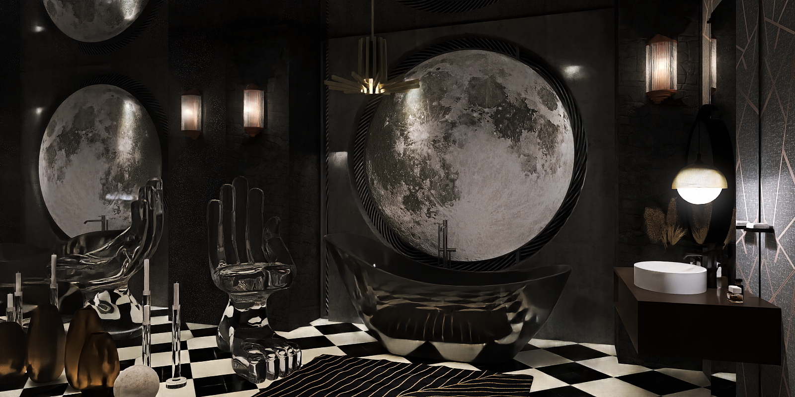 Art Deco Bathroom in Black & White..