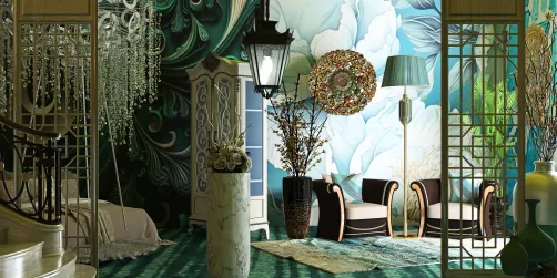 Teal floral room