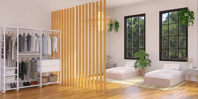 Sibling room with closet and plants