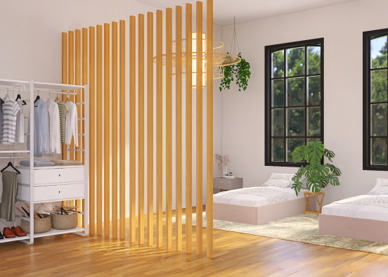 Sibling room with closet and plants Design Rendering
