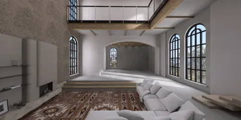 Spacious living room featuring a modern sofa arrangement with natural light streaming through large windows, implementing a contemporary style for enhanced interior design; showcasing Homestyler's real-time 3D rendering capability.