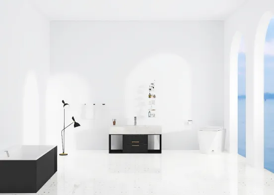bathroom in black colors Design Rendering