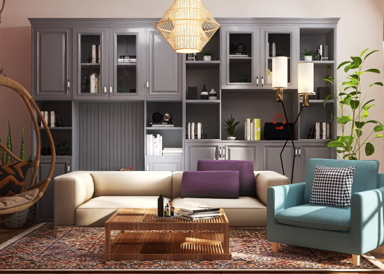 colorful living room Design Rendering