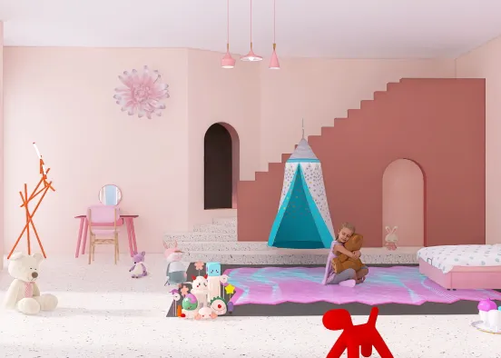 Chambre rose pour une fille 😒 Design Rendering