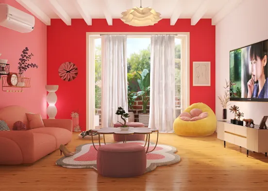 living room of a pinky girl  Design Rendering
