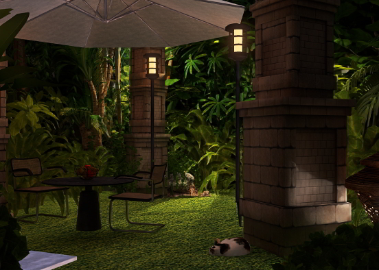Just cozy and dark. Oh, and a sleepy cat! Design Rendering