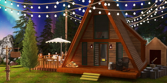 Aframe home under the northern lights 