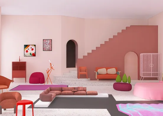Pink Show Room Design Rendering
