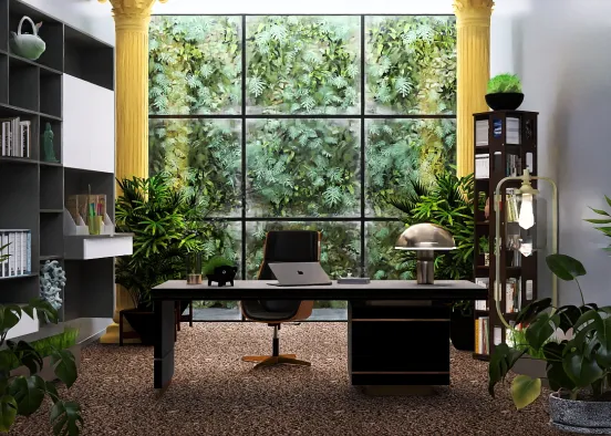 tropical office room Design Rendering