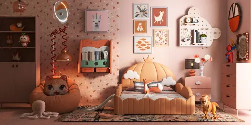 Peach Fuzz Kids Bedroom