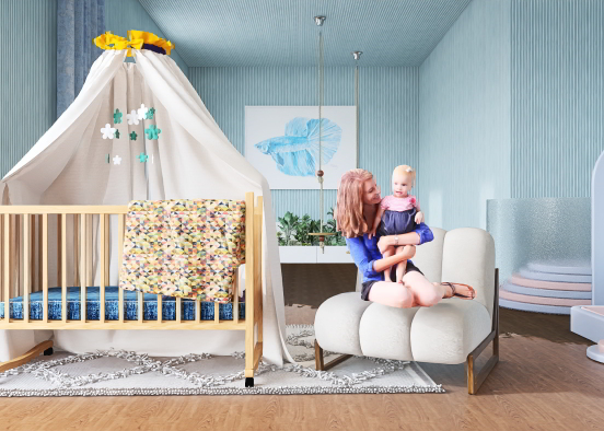 赤ちゃんの寝室/プレイルーム (Baby Bedroom/Playroom) Design Rendering