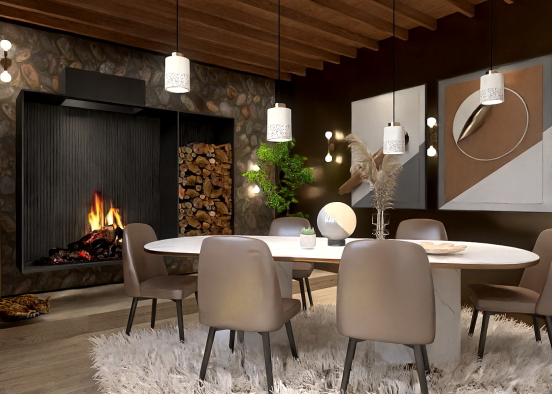 Stone into dining room Design Rendering