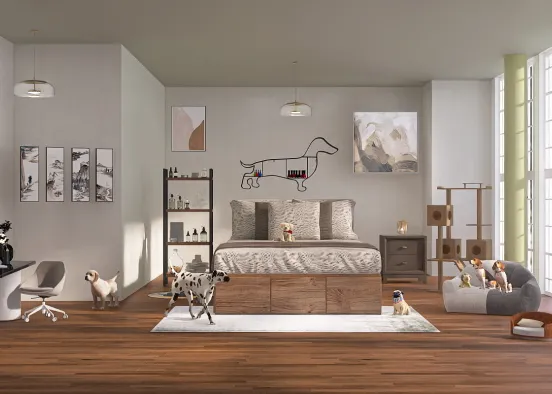 Pet lover Bedroom | For six dogs and two cats Design Rendering