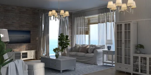 cozy living room with a white sofa and elegant lighting featuring smart furniture arrangement for small space optimization using Homestyler's design tools
