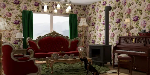 Maroon and Green Victorian Parlor