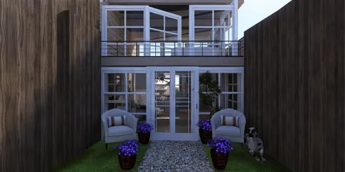 Modern home with guard dog