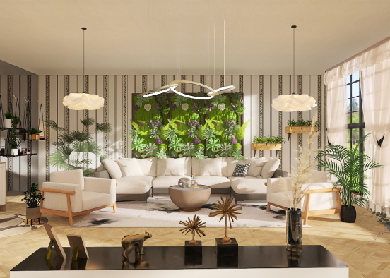 Living Room with some Greenery Design Rendering