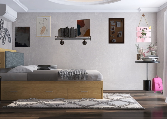 Simple Single Room:) Design Rendering