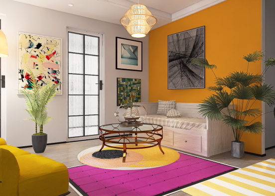 Yellow Accent Wall Design Rendering