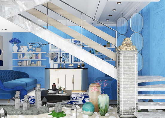 Blue 💙 living room  Design Rendering