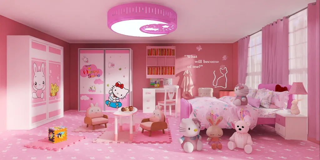 a doll house with a pink doll house and pink doll house 