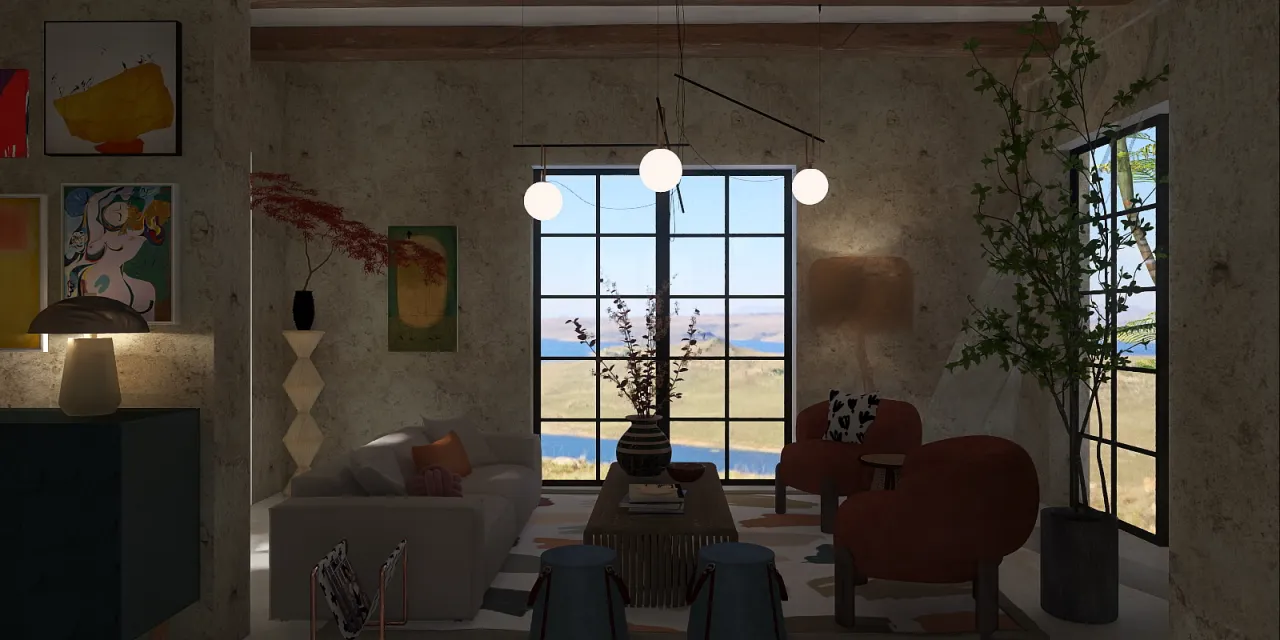 a living room with a couch and a window 