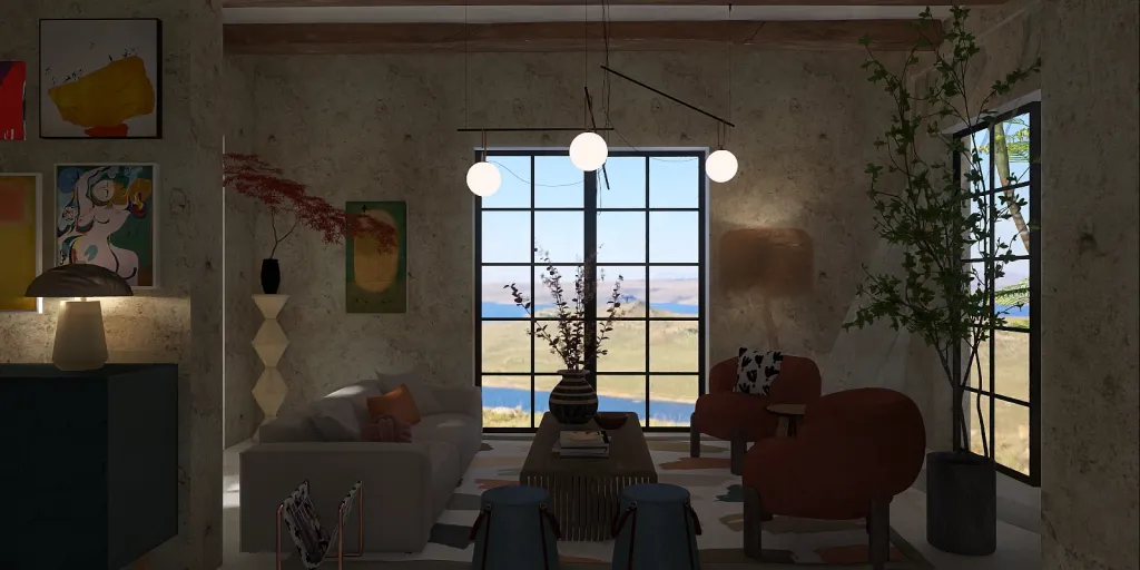 a living room with a couch and a window 