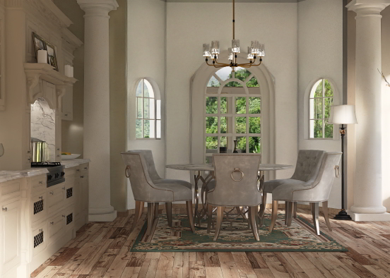 French inspired, cozy kitchen nook.  Design Rendering