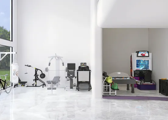 Home gym plus small arcade  Design Rendering